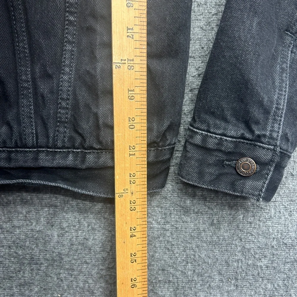 Levis Trucker Jacket Small Mens Sherpa Lined Cotton Denim Button Up‎ Coat Black